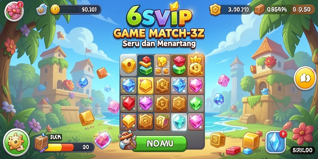 Tampilan gameplay 6SVIP dengan level Match-3 yang berwarna-warni.