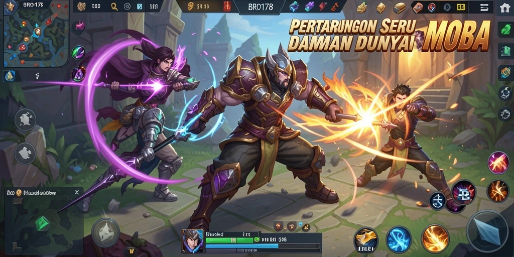 Tangkapan layar gameplay BRO178 yang menampilkan aksi pertarungan tim.