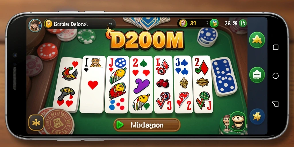 Tampilan gameplay D200M menunjukkan keseruan bermain Domino dengan teman.