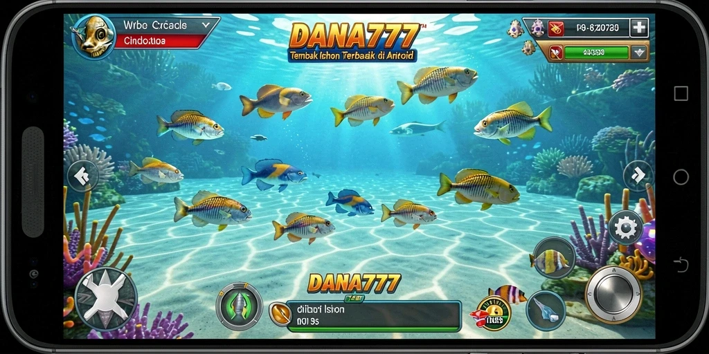 Tampilan gameplay seru DANA777 saat menembak ikan.