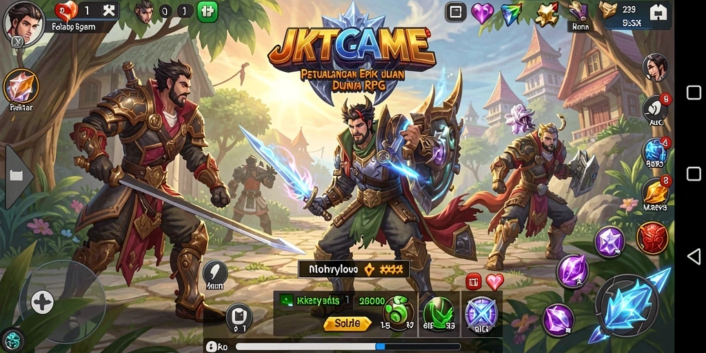 Tangkapan layar JKTGAME menampilkan aksi pertempuran seru dalam petualangan RPG.