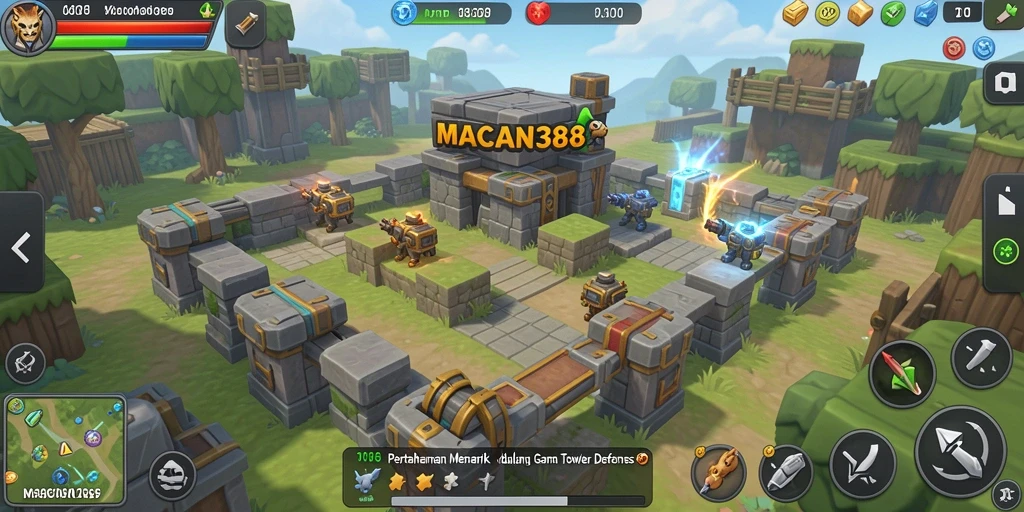 Gambaran gameplay seru dalam game Tower Defense MACAN388.