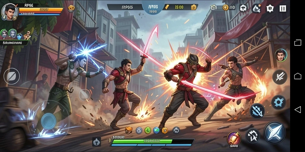 Screenshot dari gameplay RP66 yang menunjukkan pertarungan seru.