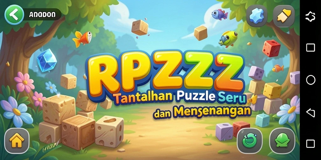Screenshot RPZZZ menampilkan gameplay puzzle yang mendebarkan dan penuh warna.