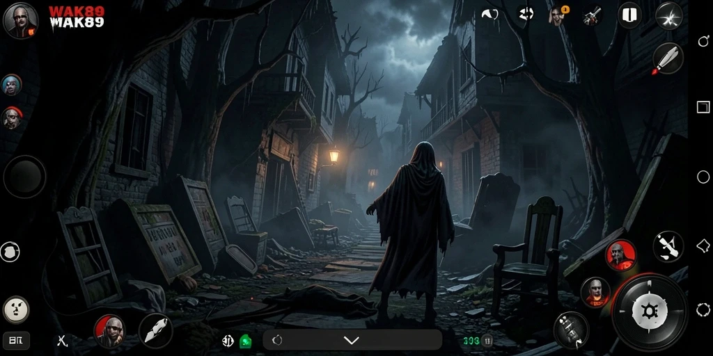 Screenshot gameplay WAK89 dengan suasana Horror yang mencekam.